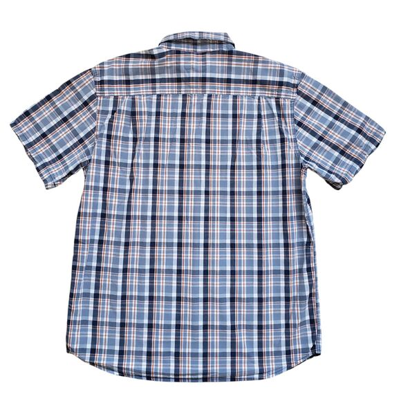 Carhartt Shirt Mens Large Blue Plaid Button Up Short Sleeve Cotton Relaxed Fit - Picture 8 of 10